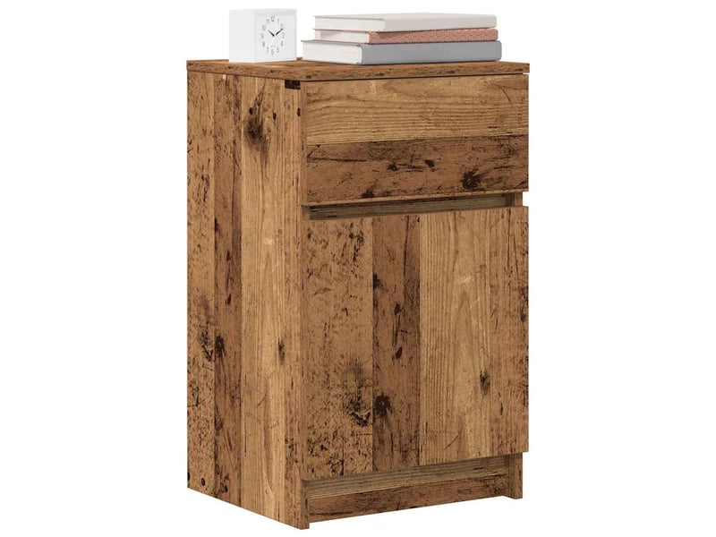 Lot de 2 tables de chevet - cabinet de chevet - table de nuit vieux bois 39x35x65 cm bois d'ingénierie - Conforama C