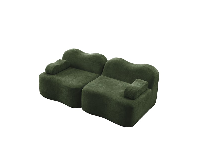  Sofa modulable,192x98x70 cm,2 places sans montage,velours,vert  - Conforama D