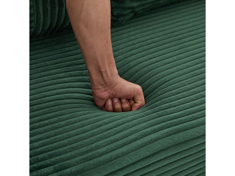  Canapé droit convertible 2 places, en velours côtelé, 2 coussins, porte-gobelet et poches latérales, 151 × 133 × 64 cm, vert YXY-0915-3 - Conforama E