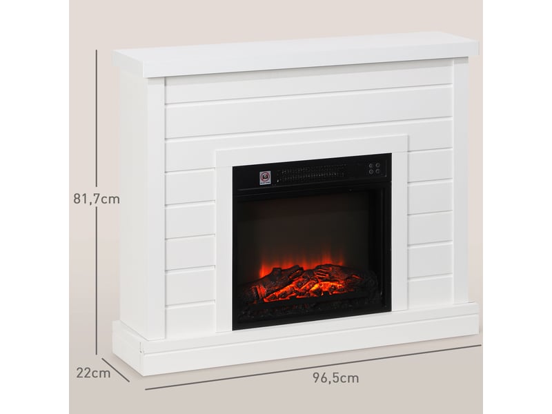  Cheminée électrique, effet flamme 3d, 3 réglages, minuterie, télécommande, blanche  - Conforama C