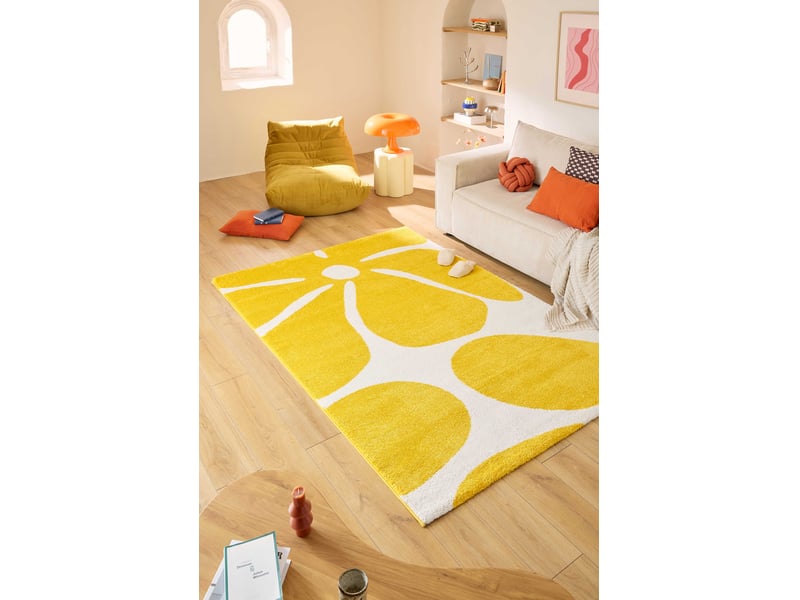 Tapis style vintage année 70 - groovy - jaune  - Conforama E