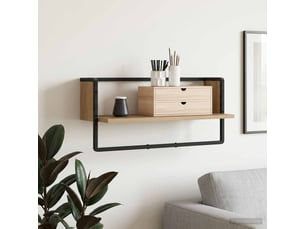 Étagère flottante, étagère suspendue montage mural chêne artisanal 65 x 25 x 30 cm cf42478