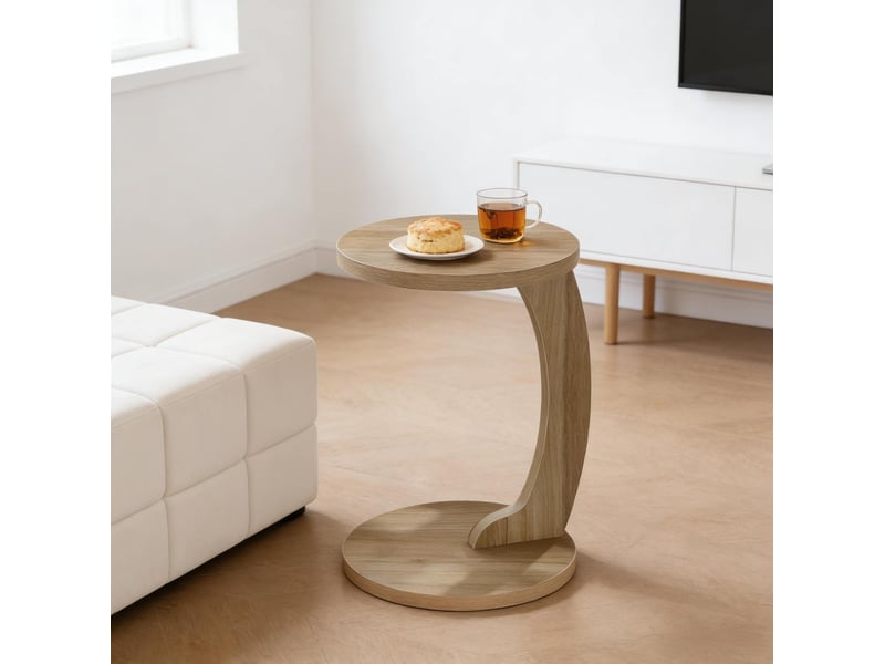  Table d’appoint ronde 38x55 cm en c mdf chêne clair  - Conforama D