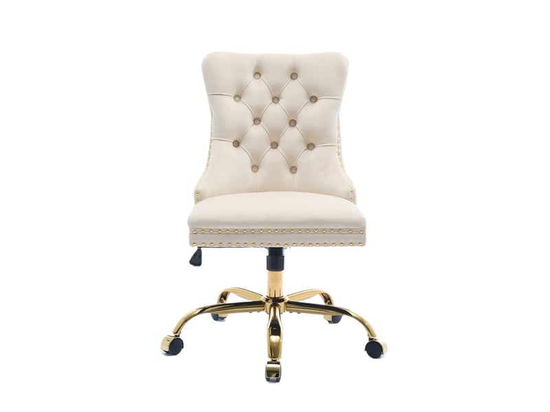  Chaise de bureau en velours capitonnée, structure élastique triple, base métallique élargie et hauteur réglable, 90-98 cm  - Conforama A