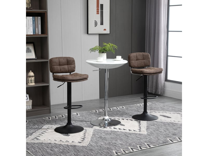  Lot de 2 tabourets de bar vintage capitonné - pivotant, réglable - repose-pied - revêtement synthétique marron  - Conforama D