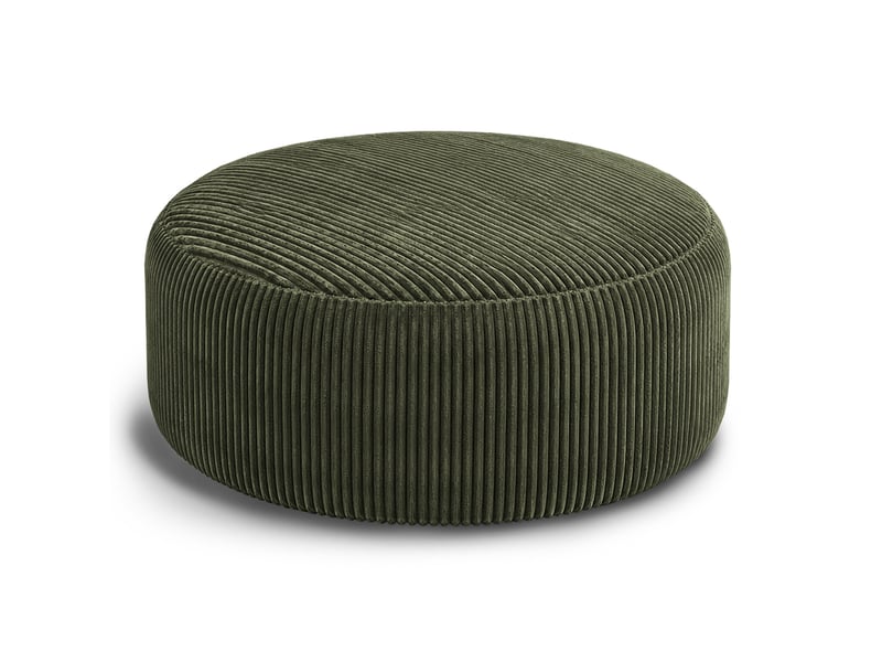 Fauteuil pouf rond en velours côtelé vert, mousse à mémoire de forme, pour un coin détente confortable à la maison - Conforama A