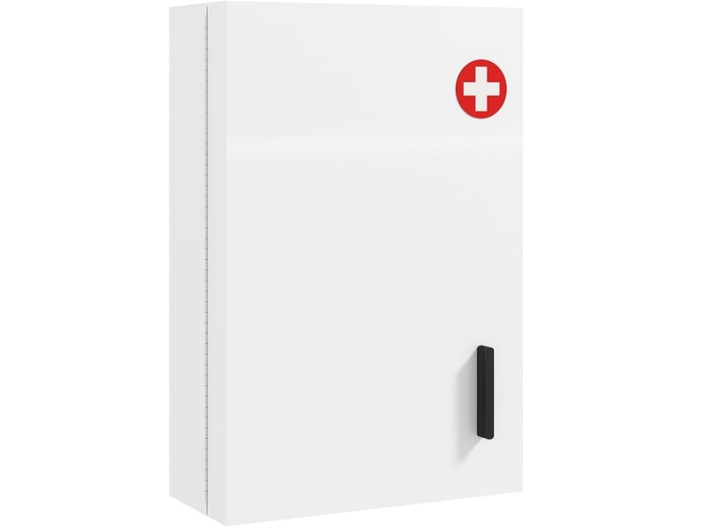  Armoire à pharmacie murale en acier blanc avec serrure et 6 espaces de rangement pour un intérieur ordonné  - Conforama A