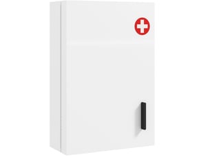 Armoire à pharmacie murale en acier blanc avec serrure et 6 espaces de rangement pour un intérieur ordonné