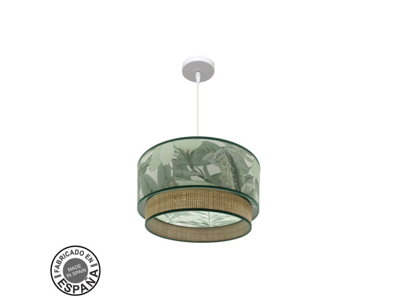 Suspension fabrilamp congo blanc vert naturel 1 x e27 ø 40 cm 224994001 - Conforama A