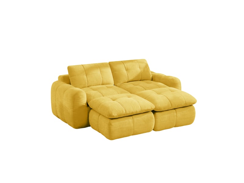  Canapé modulable, canapé 2 places, en chenille, jaune, sans montage, pour salon et séjour, sans structure  - Conforama W