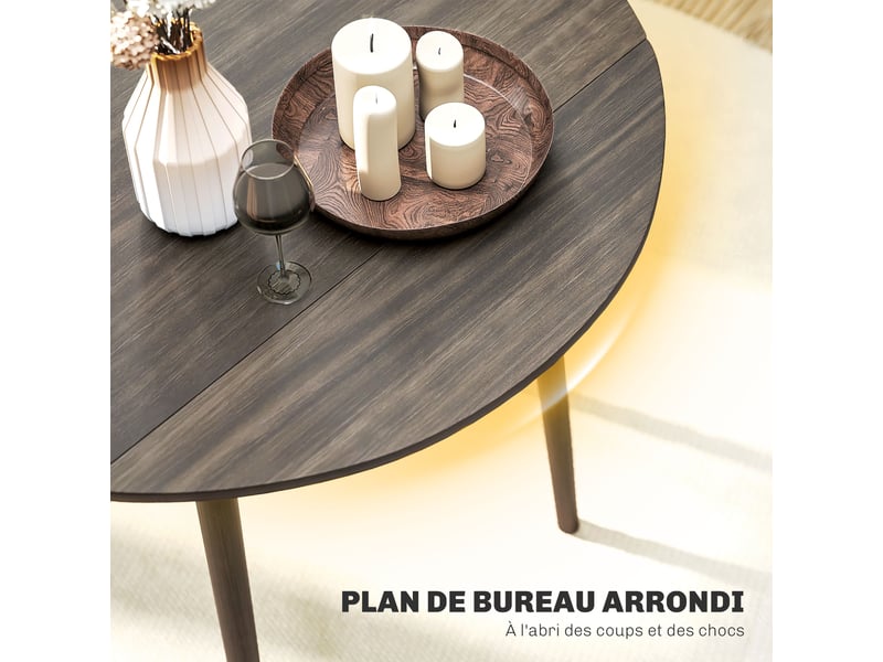 Table de salle à manger pliante 2 abattants, table ronde extensible pour 4 personnes, gris, pieds en bois 89 x 73,5 cm - Conforama W