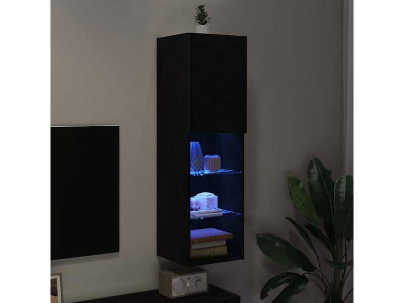  Ensemble meuble tv - banc tv - meuble de rangement 30,5 x 30 x 102 cm chêne noir  - Conforama D
