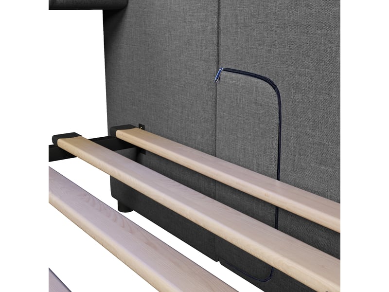  Lit de jour 90x200 extensible 180x200, canapé lit gris avec led, usb, type-c et 2 tiroirs de rangement, en lin  - Conforama W