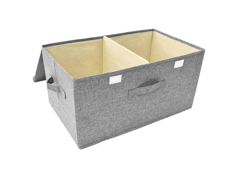  Boîtes de rangement tissu intissé 2 compartiments gris  - Conforama E