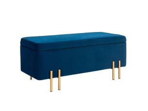 Banc coffre tcqpz rembourré avec rangement 100 x 40 x 42 cm polyester bleu foncé