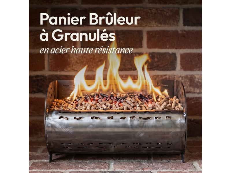  Casabel panier brûleur pellets &amp; granulés 30cm, cap. 5kg, acier brut très épais, cheminée, insert, poêle à bois  - Conforama C