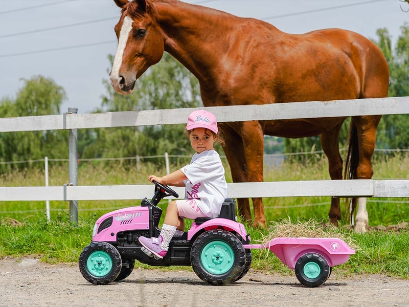  Tracteur enfant barbie avec remorque 2 à 5 ans - falk  - Conforama B