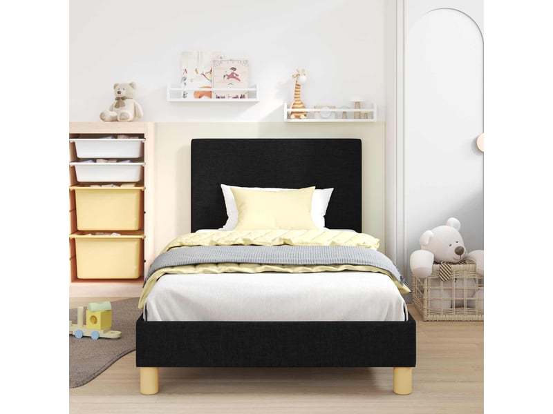 Cadre de lit pour enfants - lit jeune avec tête de lit noir 80 x 200 cm - Conforama C
