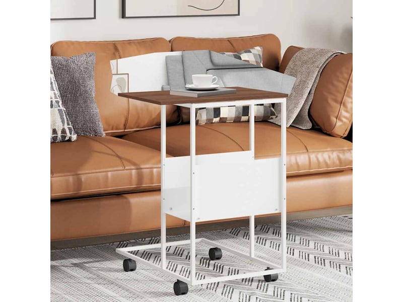 Table d'appoint | bout de canapé table basse avec roues marron 55x36x63,5cm bois d'ingénierie shl6512  - Conforama B