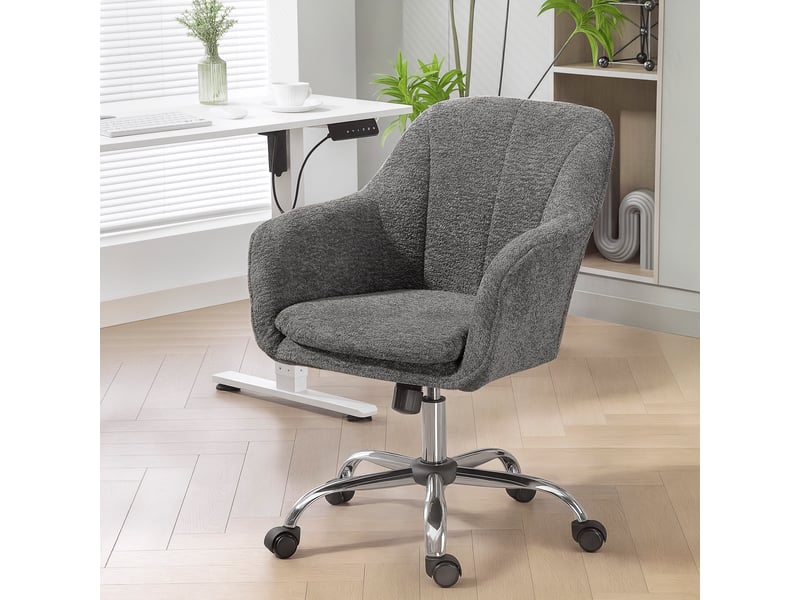  Chaise de bureau pivotante et à bascule, avec roulettes, pour adultes, grise.  - Conforama D