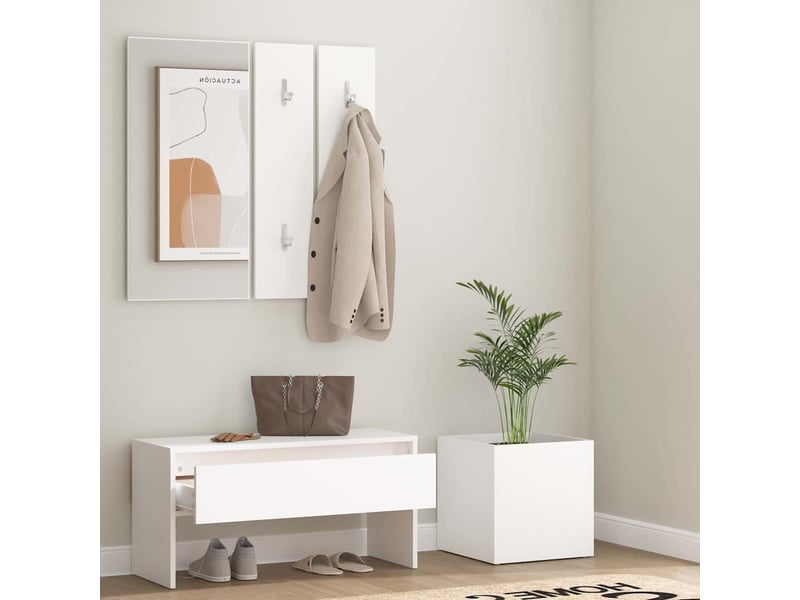  Ensemble de meubles de couloir blanc bois d'ingénierie shl55562  - Conforama C