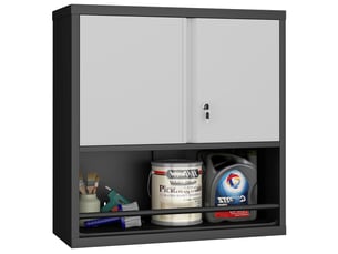 Armoire métallique haute 2 portes avec étagères réglables, rangement cuisine, bureau