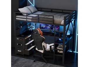 Lit mezzanine 90x200 cm <strong>OOIILLEE</strong> <strong></strong> coloris noir