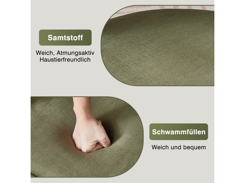  Chaise de salle à manger avec accoudoirs ergonomiques, dossier enveloppant et structure stable, en velours vert  - Conforama E