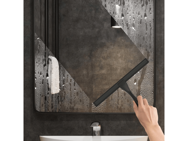 Raclette de douche en acier inoxydable pour portes de douche en verre, avec 2 crochets adhésifs, 12 pouces, noir - Conforama D