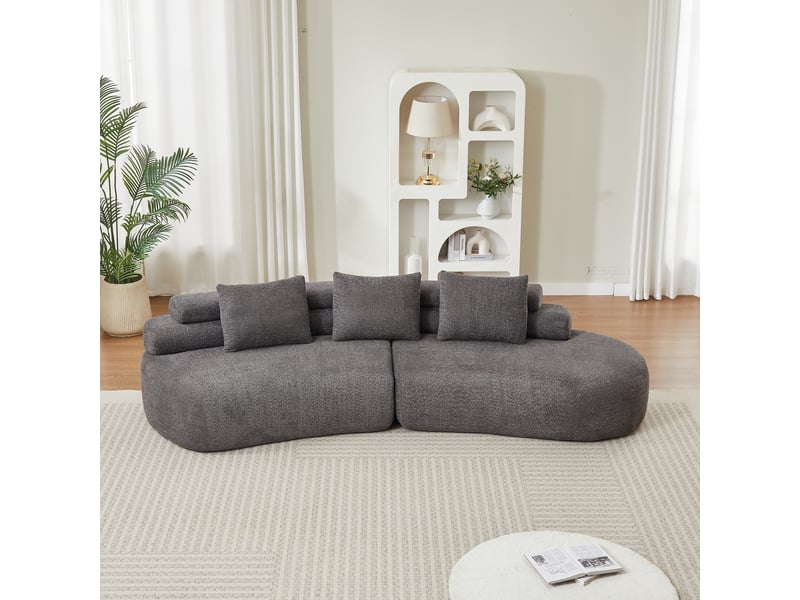  Canapé modulaire 3 places incurvé sans accoudoirs - lpospi - modules libres en chenille - gris anthracite  - Conforama C