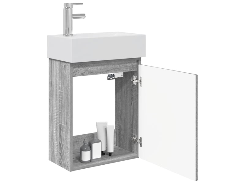 Meuble de rangement salle de bain avec robinet sonoma gris shl6377 - Conforama C