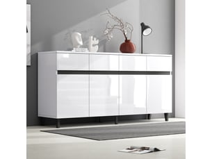 Buffet 2 porte(s) 4 tiroir(s) <strong>OSUPNESSEE</strong> <strong></strong> - 160 cm coloris blanc