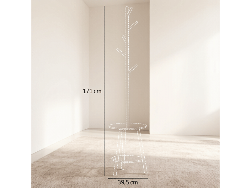  Portemanteau sur pied avec 5 crochets et étagères bambou et mdf 39.5 x 39.5 x 171 cm T5828P553598 - Conforama C