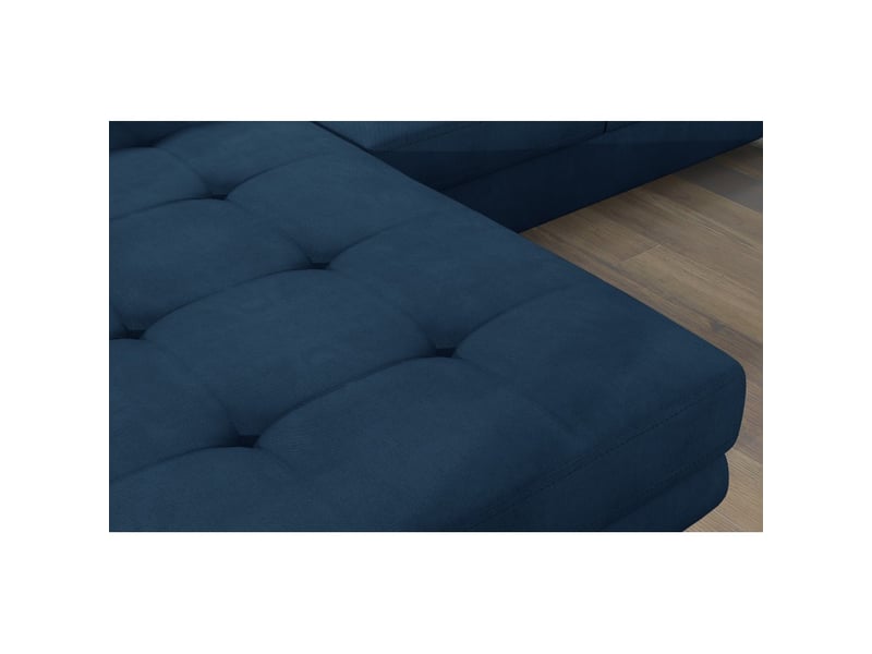  Canapé d'angle convertible amanda bleu foncé tissu tissé fin avec coffre  - Conforama D