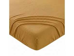 Drap housse 160x200+35 cm gaze de coton - coton 57 fils ocre