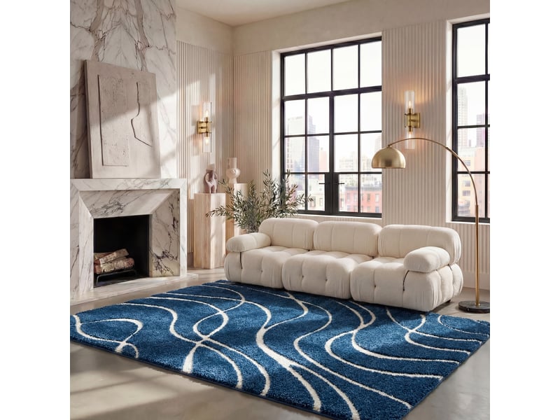 Tapis en polypropylène bleublanc, 122 x 122 cm  - Conforama B