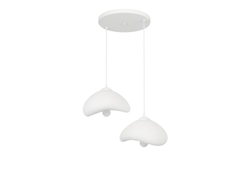  Luminaire design 2 suspensions en fibre de verre blanc leonie  - Conforama A