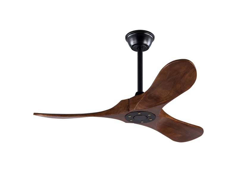  Ventilateur de plafond 107 cm – noir et noyer foncé – 3 pales en bois, télécommande et 6 vitesses réversibles  - Conforama A