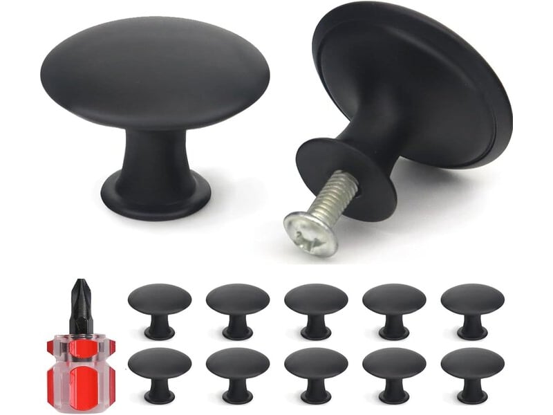 Jeu de 12 poignées noires mates de 30 mm, poignées vintage modernes pour portes de tiroirs, cuisine et placard à vêtements - Conforama B