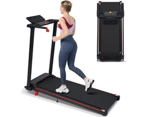 Tapis de course 115x51x100 cm pliable métal noir et rouge
