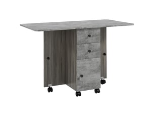 Table de cuisine pliable table à manger pliante 2 plateaux rabattables avec 2 tiroirs 1 placard et 1 étagère de rangement 120 x 60 x 76,5 cm - gris