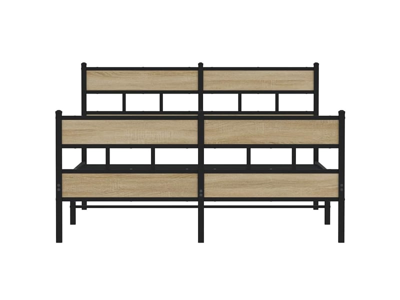  Lit double- lit adulte -  cadre de lit en métal sans matelas chêne sonoma 150x200 cm  - Conforama C