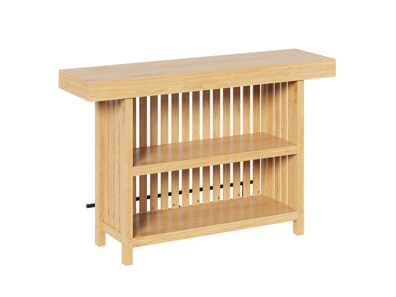  Table de bar haute 160 x 40 x 105 cm, 2 étagères et repose-pieds, mdf, effet bois naturel Sol Morn - Conforama A