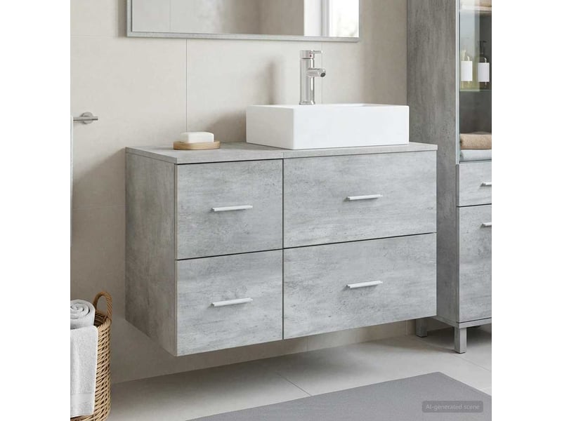  Ensemble de mobilier de salle de bain 2 pc gris béton cf64142  - Conforama B