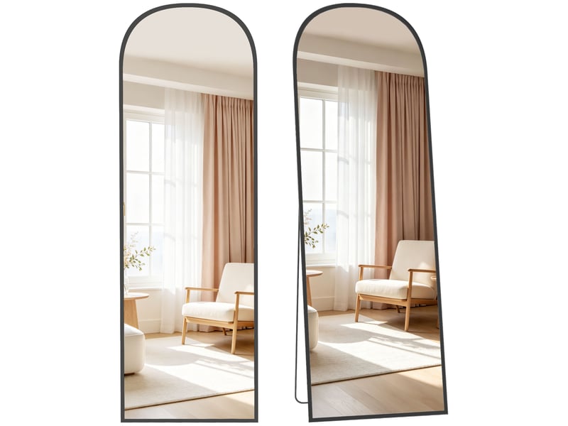  Miroir sur pied plein pied en verre trempé et aluminium noir 50 x 1,5 x 170 cm  - Conforama A