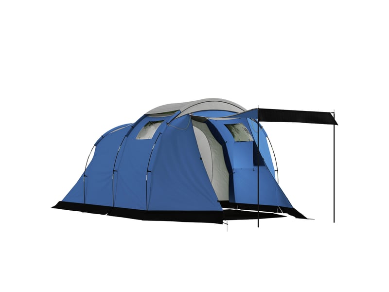  Tente de camping tunnel pour 4 personnes imperméable 3000mm double couche hauteur 190cm bleu foncé  - Conforama A