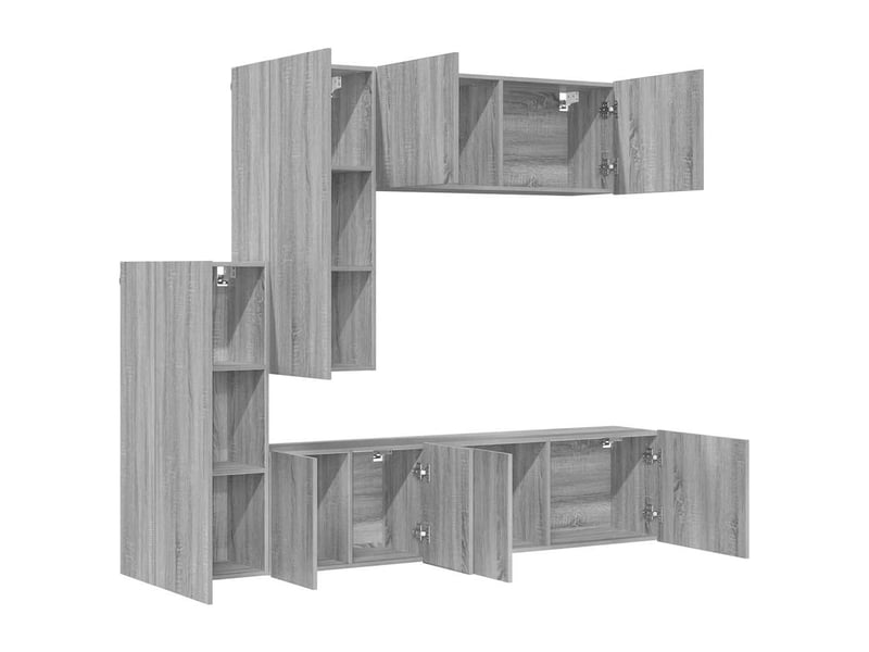  Meuble tv - unités murales tv 5 pcs sonoma gris bois d'ingénierie  - Conforama D