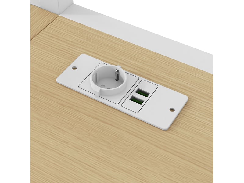  Lit mezzanine 140 × 200 cm 2 places avec bureau, led, usb et étagères, sans matelas, en métal et mdf, blanc  - Conforama E