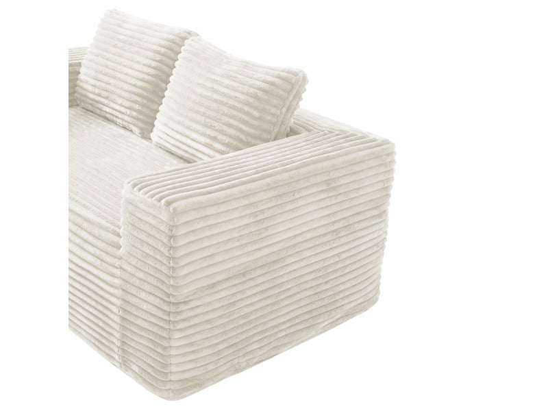  Canapé deux places beige en velours côtelé, canapé moderne sans montage avec assise profonde pour petit appartement, chambre ou bureau  - Conforama E