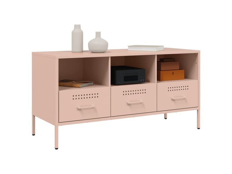  Meuble tv - banc tv - meuble de rangement rose 100,5x39x50,5 cm acier  - Conforama D